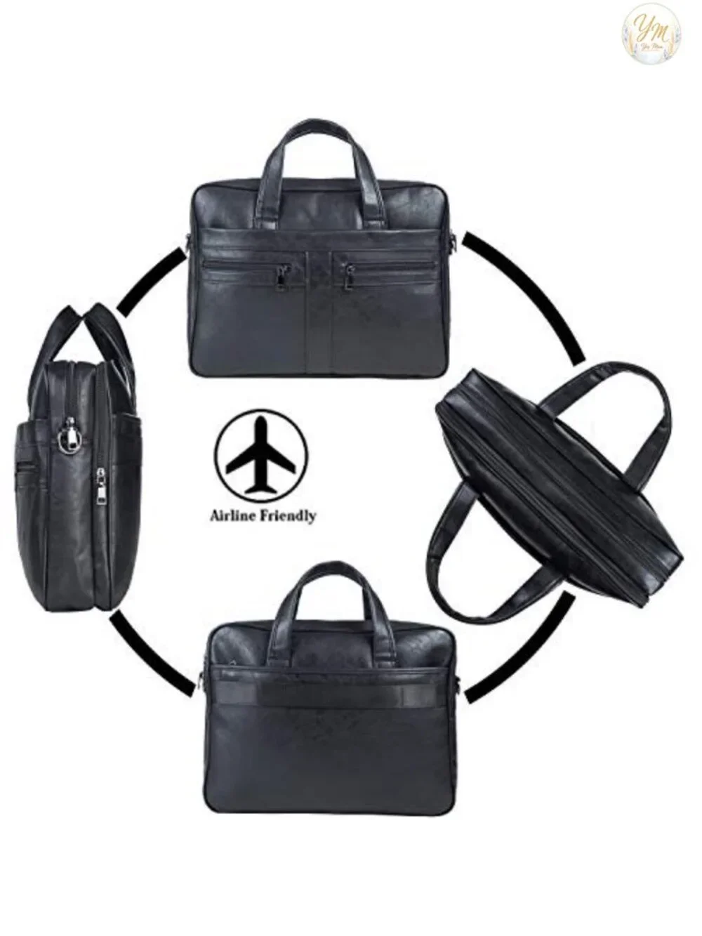 Men's Leather Laptop Messenger Bag Briefcase 17.3 Inch PU Leather Business
